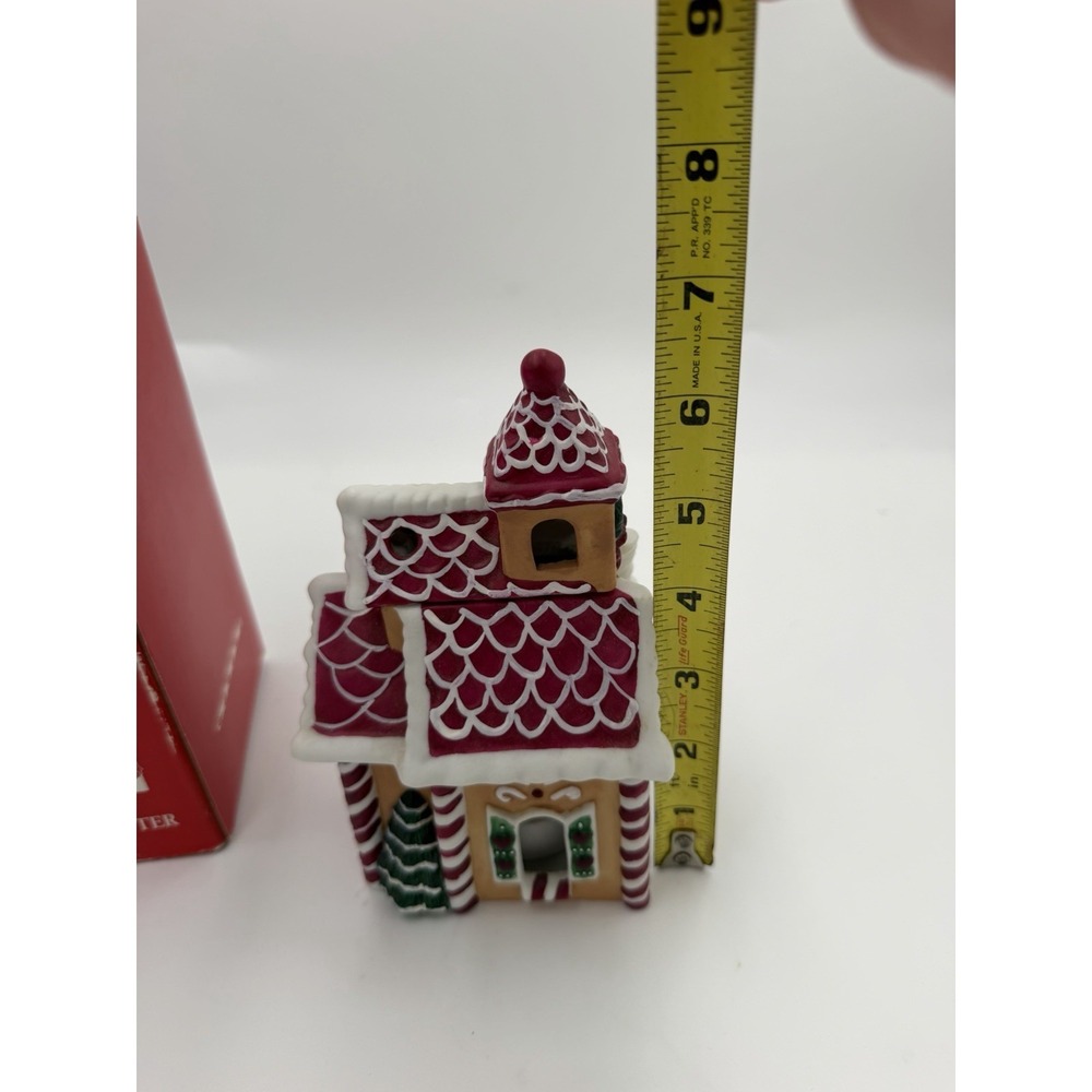 Vintage Handpainted Porcelain Gingerbread Church Scenter Candle - Picture 3 of 13